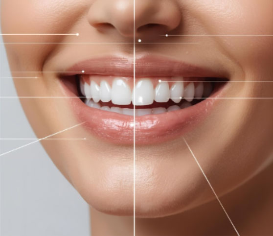 Smile design guide lines mapped over a patient's smile